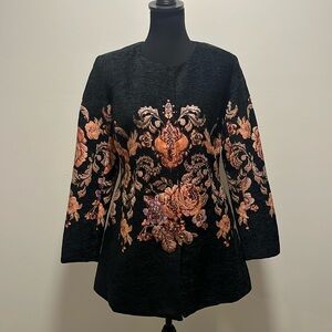 Susan Graver Black Floral Embroidered Jacket